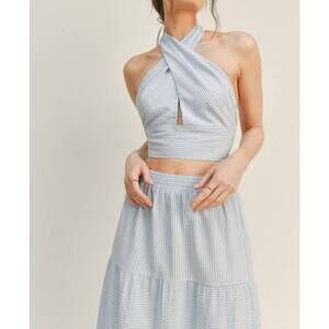 NEW LUSH havanna halter top in sky blue